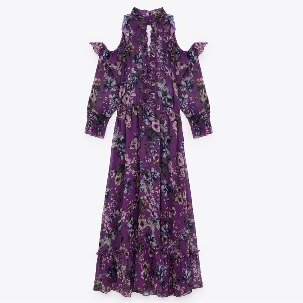Floral Print Long Dress XS